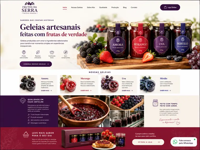 Modelo de site para Geleias Artesanais