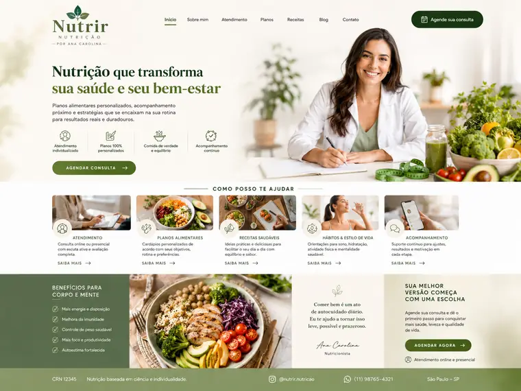 Modelo de site para Nutricionista